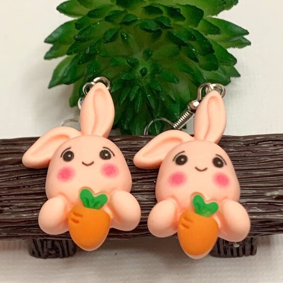 Easter Bunny, Bunny Earring, Easter Earring, Easter Basket Gift, Rabbit Earring - Picture 1 of 5
